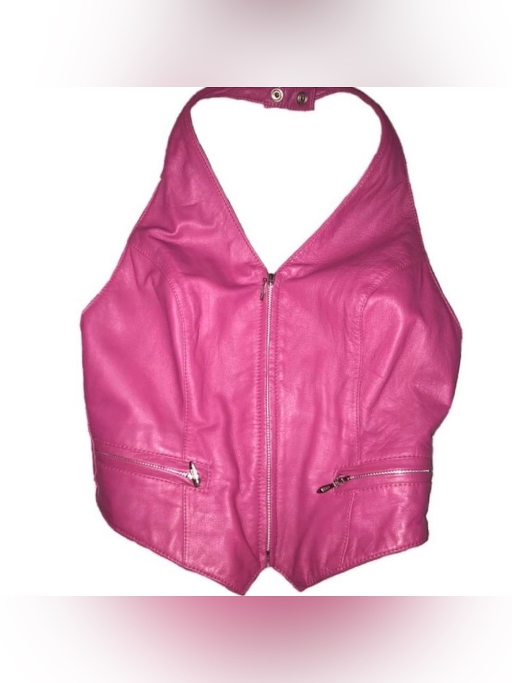 Vintage Hot Pink Wilsons Leather Halter Top Size Small